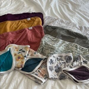 Set of 12 Floral and Patterned Copper Pearl Burp Cloths